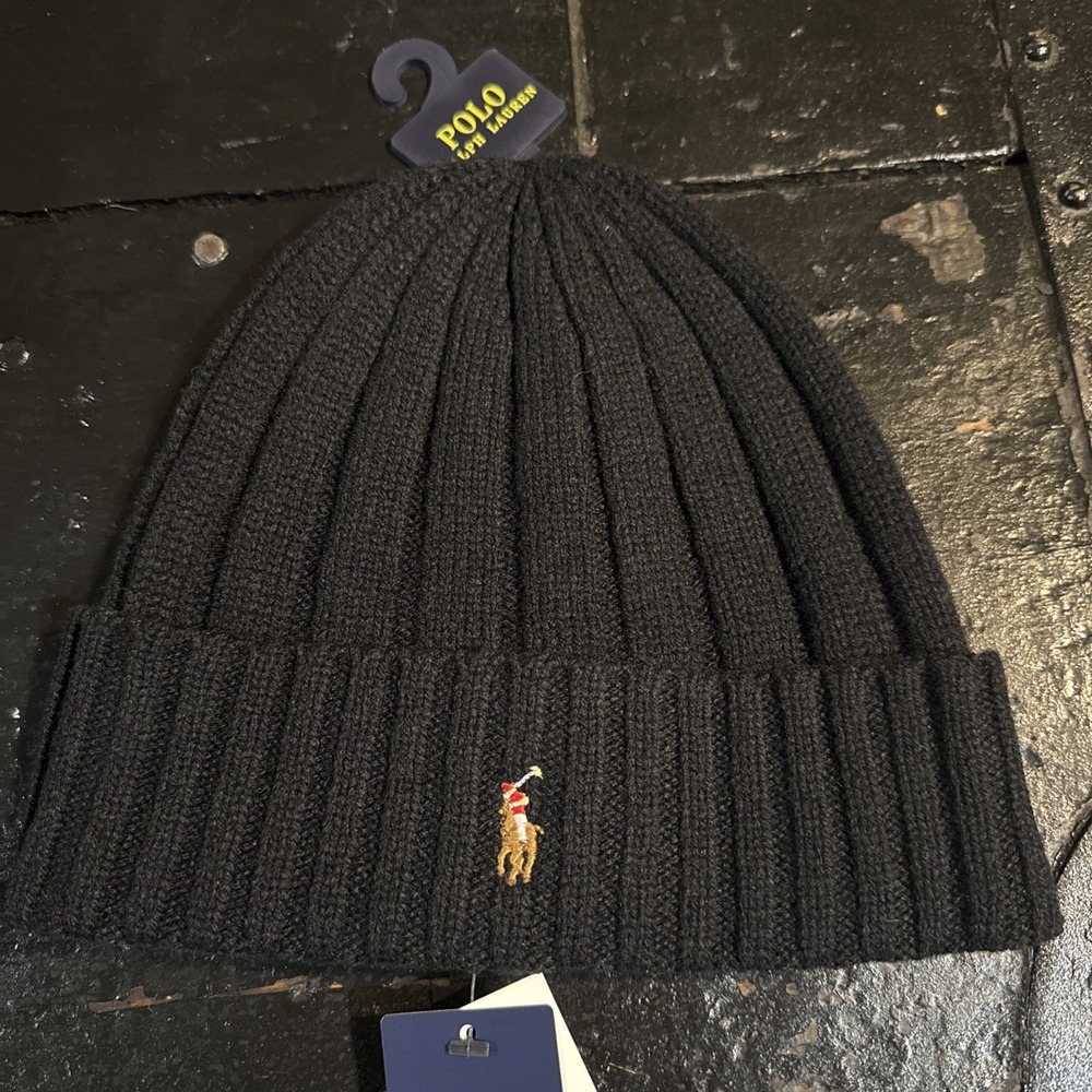 Polo Ralph Lauren Men's Signature Merino Cuffed Beanie - Black/White/Brown, One